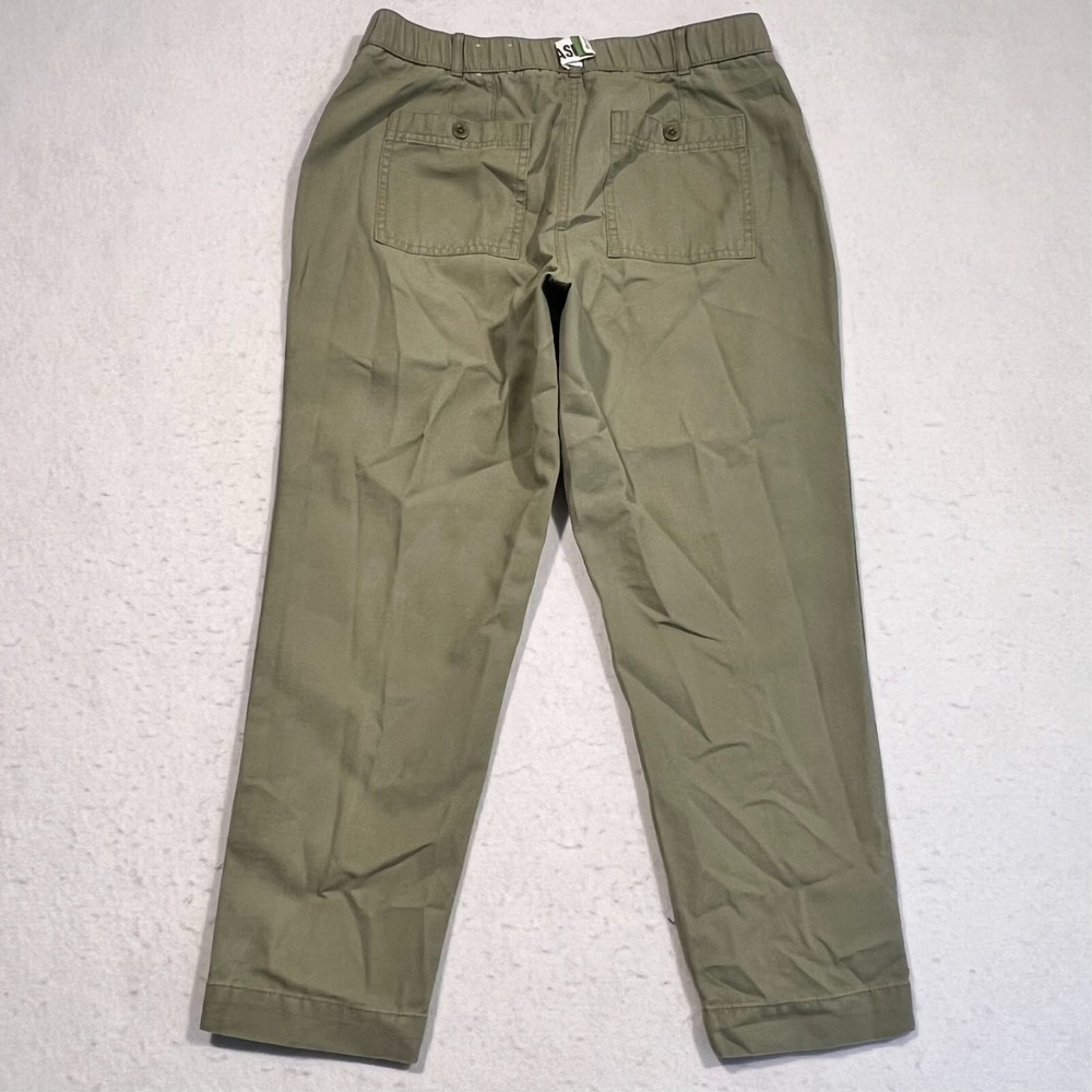 Talbots Slim‎ Cargo Pants Canvas Cotton Elastic Waist Green Size 8P Petite 30x25 - Picture 11 of 13